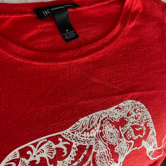 I-N-C Elephant red woman's shirt - Picture 7 of 8